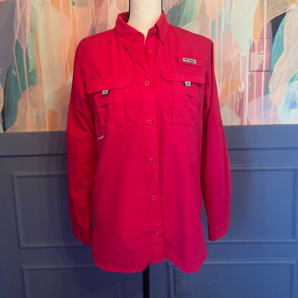 Columbia PFG Long Sleeve Hot PINK shirt / Size Small